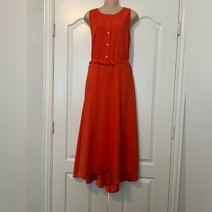 Ann Taylor polyester orange midi dress. Size 14. Excellent condition